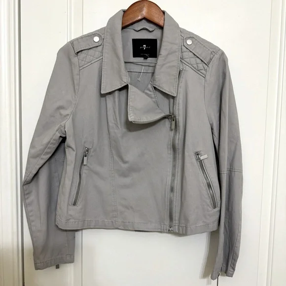 7 for all mankind 100% cotton moto jacket L - Picture 2 of 7